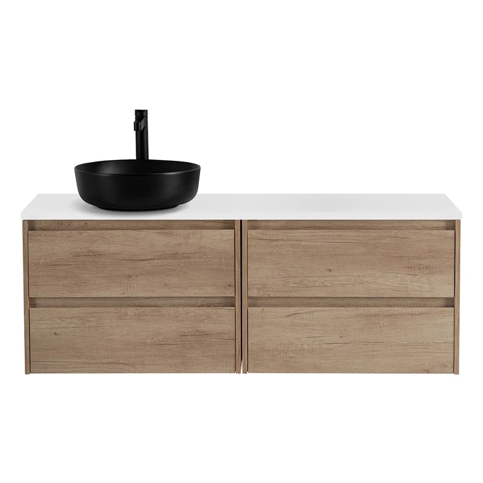 Тумба со столешницей подвесная BelBagno СТРУКТУРА (KRAFT) 120 Rovere Nebrasca Nature, раковина слева KRAFT-600-2C-SO-RNN;EK-120-AS-BL-L