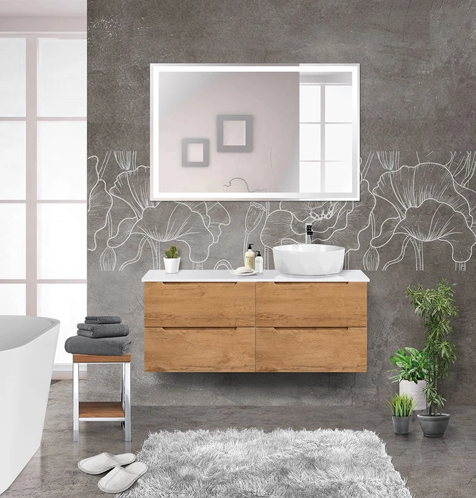 Тумбы со столешницей подвесная BelBagno ЭТНА (ETNA) 120 Rovere Nature, раковина справа ETNA-600-2C-SO-RN-P;EK-120-AS-BL-L