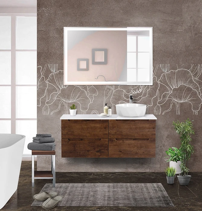 Тумбы со столешницей подвесная BelBagno ЭТНА (ETNA) 120 Rovere Moro, раковина справа ETNA-600-2C-SO-RW-P;EK-120-AS-BL-L