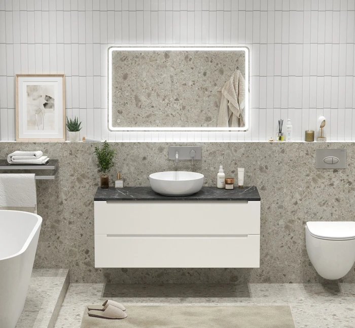 Тумба со столешницей подвесная BelBagno ЭТНА (ETNA) 120 Bianco Lucido, без отверстия под смеситель ETNA-1200-2C-SO-BL-P;KEP-120-MNO-W0