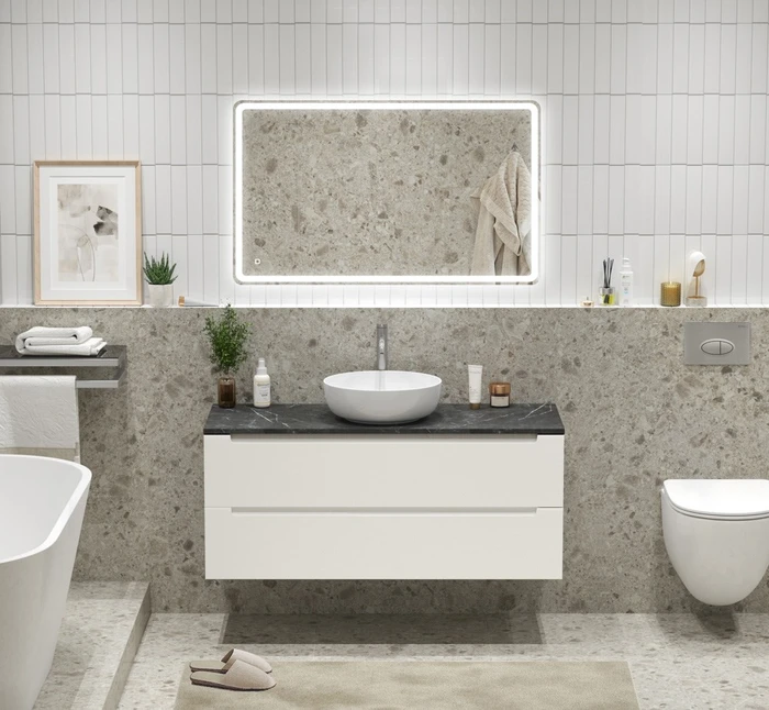 Тумба со столешницей подвесная BelBagno ЭТНА (ETNA) 120 Bianco Lucido ETNA-1200-2C-SO-BL-P;KEP-120-MNO