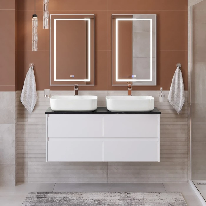 Тумба с четырьмя ящиками и столешницей подвесная BelBagno СТРУКТУРА (KRAFT) 120 Bianco Opaco, столешница KEP-120-2-MNO KRAFT-1200-4C-SO-BO;KEP-120-2-MNO