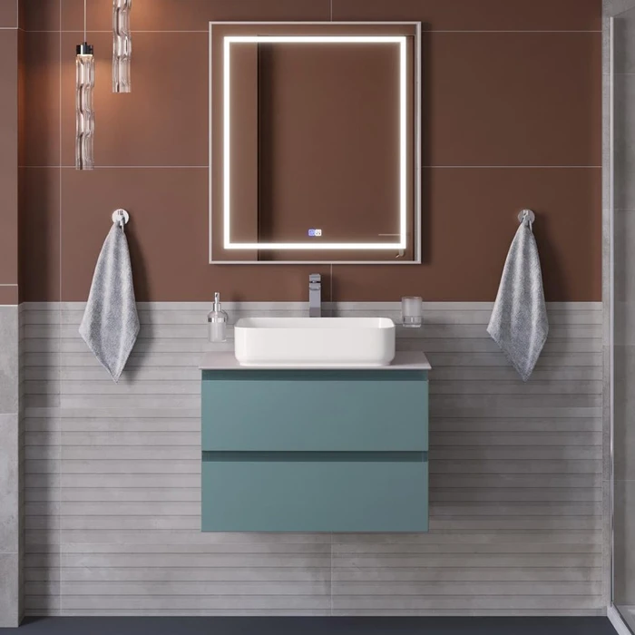 Тумба со столешницей подвесная BelBagno СТРУКТУРА (KRAFT) 70 Голубой Матовый, столешница KEP-70-BO KRAFT-700-2C-SO-AO;KEP-70-BO
