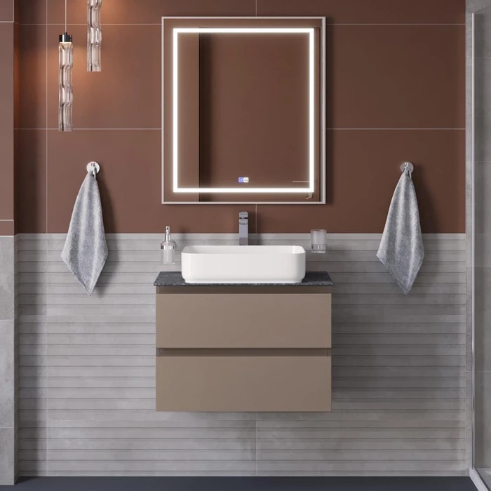 Тумба со столешницей подвесная BelBagno СТРУКТУРА (KRAFT) 70 Бежевый матовый, столешница KEP-70-GRN KRAFT-700-2C-SO-CO;KEP-70-GRN