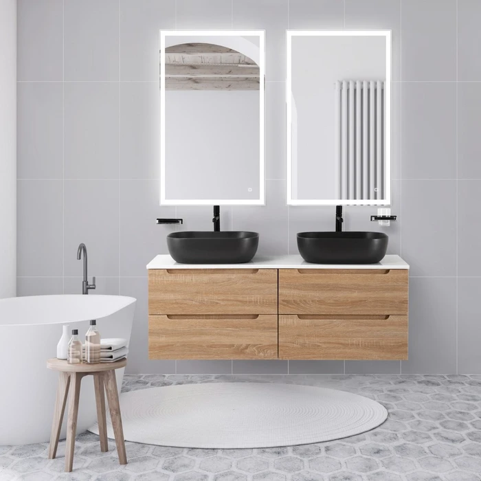 Тумбы со столешницей подвесная BelBagno ЭТНА (ETNA) 140 Rovere Bianco ETNA-700-2C-SO-RG-P;EK-140-2-BL
