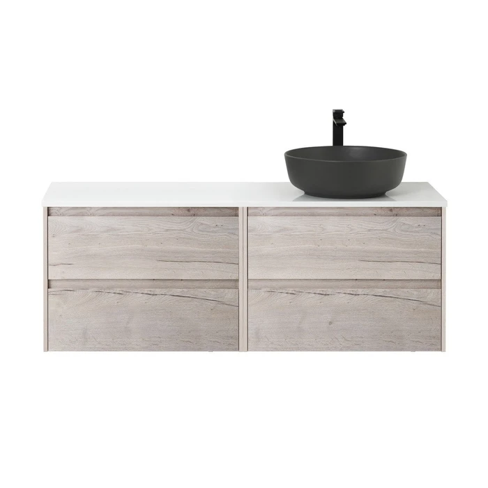 Тумба со столешницей подвесная BelBagno СТРУКТУРА (KRAFT) 120 Rovere Galifax Bianco, раковина справа KRAFT-600-2C-SO-RGB;EK-120-AS-BL-R
