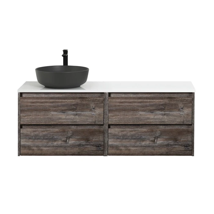 Тумба со столешницей и накладной раковиной подвесная BelBagno СТРУКТУРА (KRAFT) 120 Pino Pasadena, раковина слева KRAFT-600-2C-SO-PP;EK-120-AS-BL-L