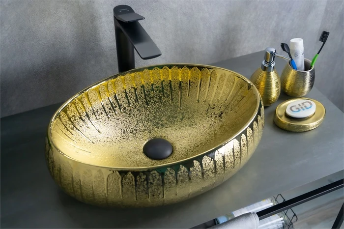 Накладная золотая раковина для ванной Gid 9030g 52234, 51187, 52232, 52235, 53372, 51115