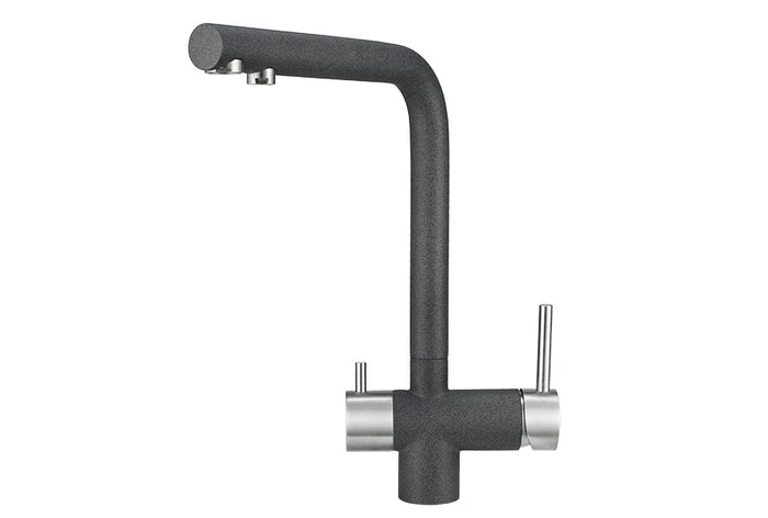 2305, ГРАФИТ Смеситель для кухни однорыч., с подкл. для питьевой водычерно-сер., GRANULA 2305, ГРАФИТ