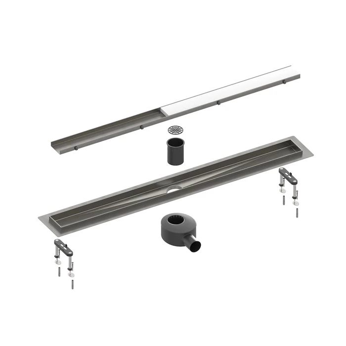 Душевой лоток TIMO Drain System 700 с двусторонней панелью "plate" под плитку, черное золото (DS230207/18) DS230207/18