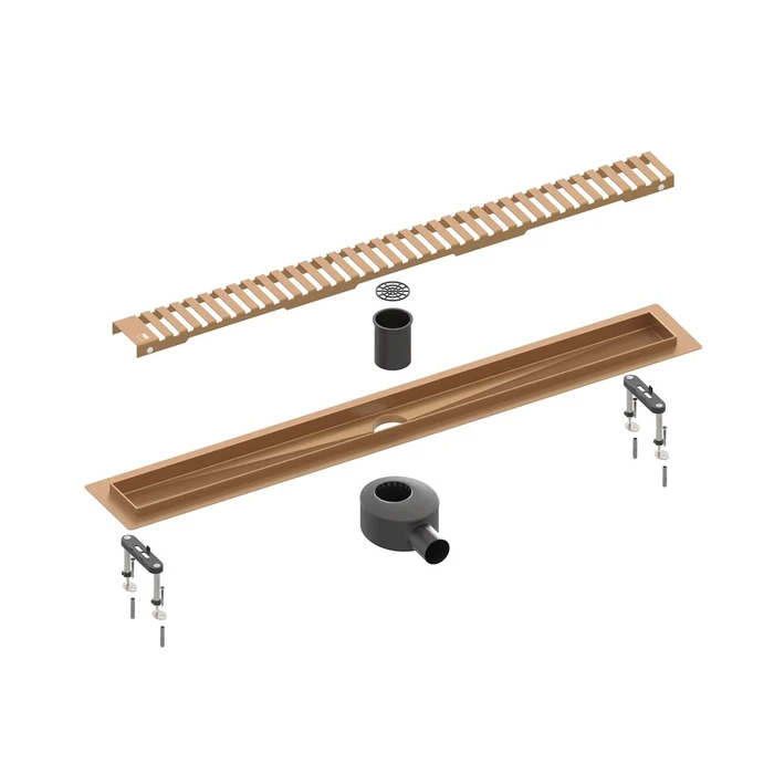 Душевой лоток TIMO Drain System 700 с вставкой "lines", розовое золото (DS230107/19) DS230107/19