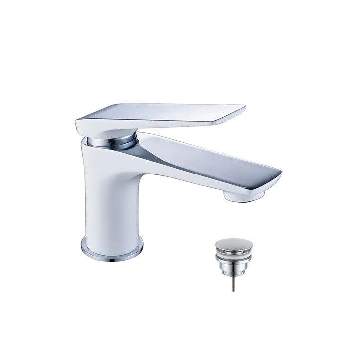 Allegro Смеситель для раковины, монолит.излив 84мм дон.клап.Click/C, р/ОД, хром/белый, LM, LM5906CW LM5906CW