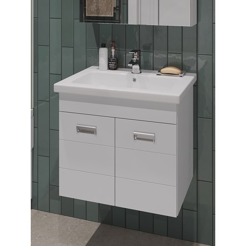 Orange Таис-М TP2-TUW+RA подвесная тумба с раковиной, белый глянец TP2-TUW+RA - фото 49053