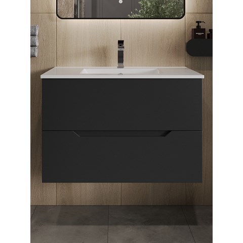 Orange Line Li-70Tub+Ra Тумба подвесная с раковиной, черный матовый Li-70Tub+Ra - фото 49642