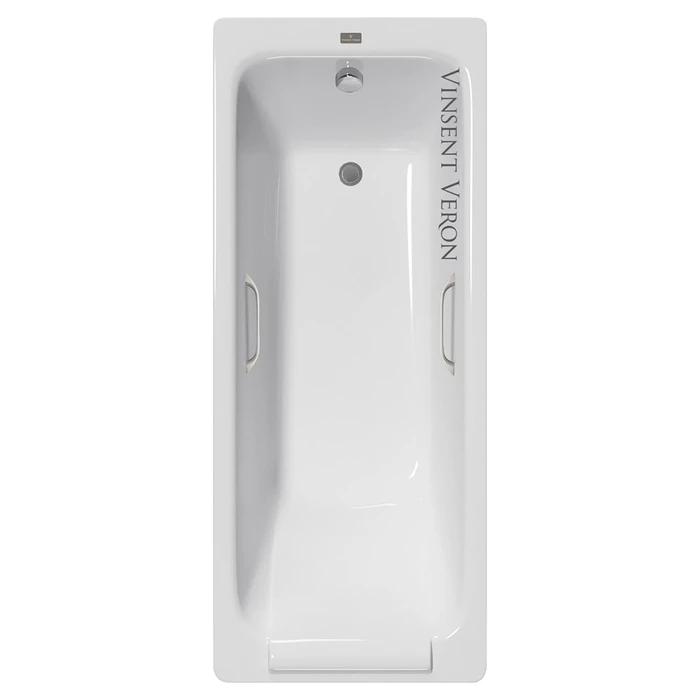 Чугунная ванна Italon 170x70x45 с квадратными ручками цвет никель VIT1707045H/VH0012NI