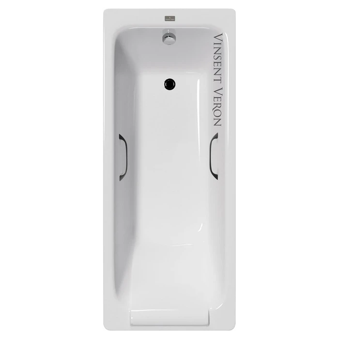 Чугунная ванна Italon 170x70x45 с квадратными черными матовыми ручками VIT1707045H/VH0012BL