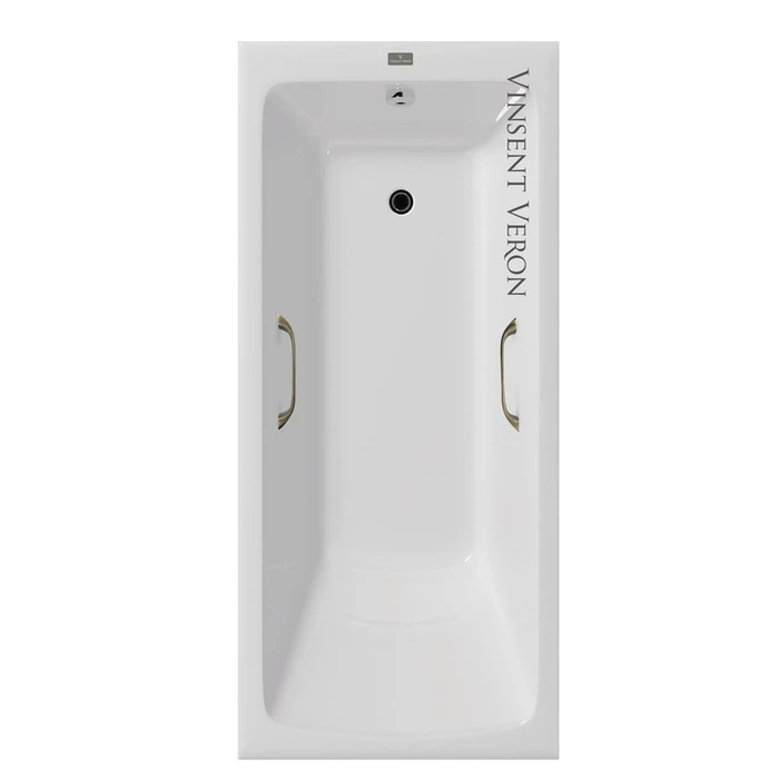 Чугунная ванна Kingston 180x80x50 с квадратными бронзовыми ручками VKN1808050H/VH0012BR
