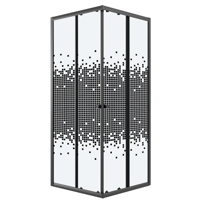 Душевое ограждение Niagara Eco NG-1009-14QBLACK (90х90х190) квадрат,раздвижное,черный,стекло мозаика,1 место NG-1009-14QBLACK