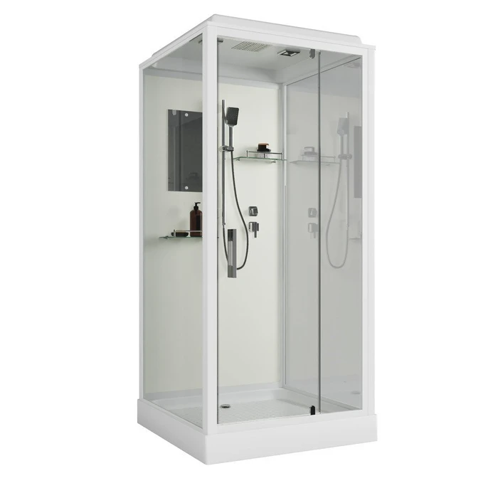 Душевая кабина Niagara Standart ST100/15Q (100х100х215) квадрат,поддон 15см,распашная,проф.белый,3 места ST100/15Q