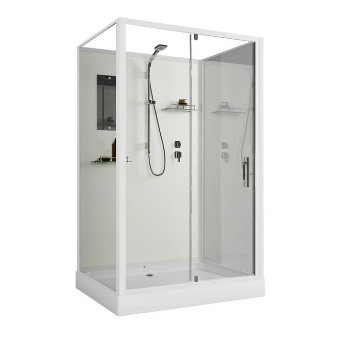Душевая кабина Niagara Standart ST120/90/15Q/BK (120х90х200) прямоугольник,поддон 15см,распашная,проф.белый,без крыши,3 места ST120/90/15Q/BK