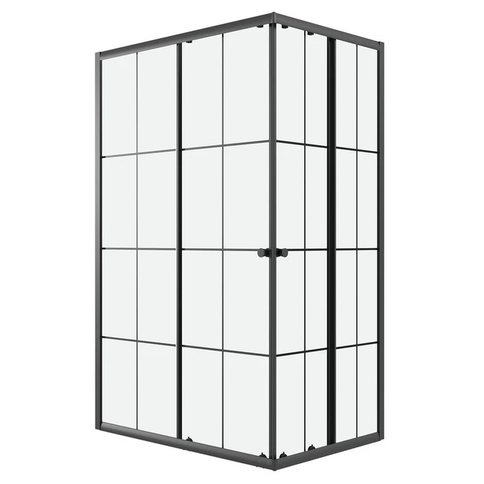 Душевое ограждение Niagara Eco NG-1012-14QKL (120х80х190) прямоугольник,черный,раздвижное,стекло клетка,1 место NG-1012-14QKL