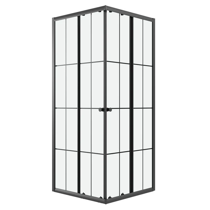 Душевое ограждение Niagara Eco NG-1010-14QKL (100х100х190) квадрат,раздвижное,черный,стекло клетка,1 место NG-1010-14QKL
