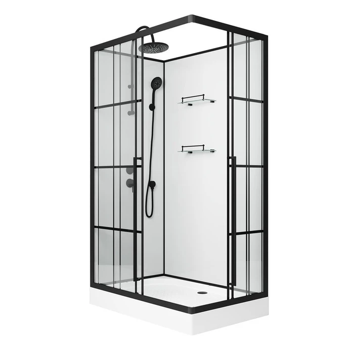 Душевая кабина Niagara Standart ST100/80/15QL/KL/BKT (100х80х225) низкий поддон(15см),черный,стекло прозрачное,3 места ST100/80/15QL/KL/BKT