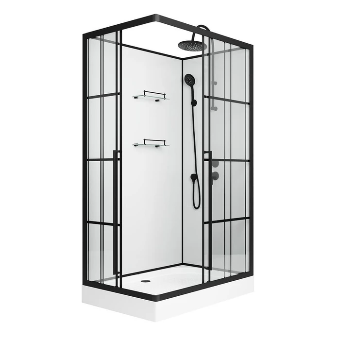 Душевая кабина Niagara Standart ST100/80/15QR/KL/BKT (100х80х225) низкий поддон(15см),черный,стекло прозрачное,3 места ST100/80/15QR/KL/BKT