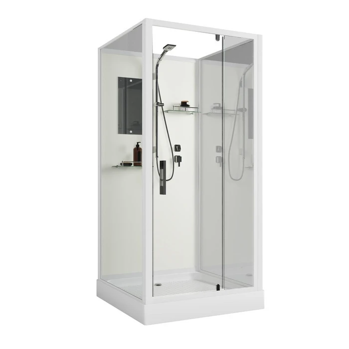 Душевая кабина Niagara Standart ST100/15Q/BK (100х100х200) квадрат,поддон 15см,распашная,проф.белый,без крыши,3 места ST100/15Q/BK