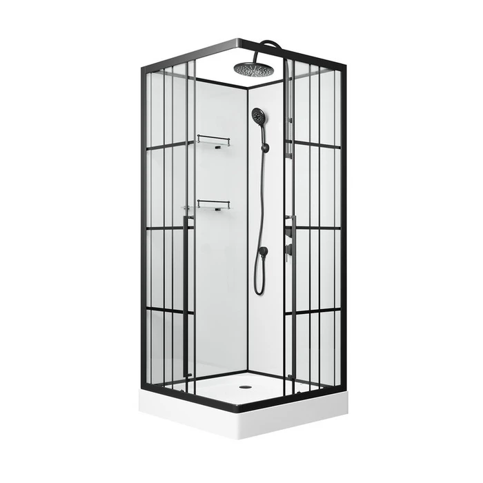 Душевая кабина Niagara Standart ST100/15QR/KL/BKT (100х100х225) низкий поддон(15см),черный,стекло прозрачное,3 места ST100/15QR/KL/BKT