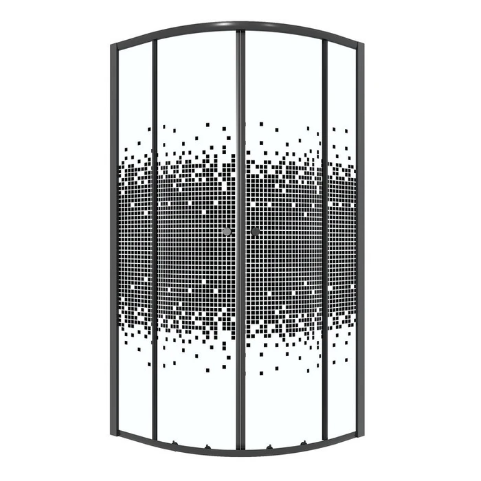 Душевое ограждение Niagara Eco NG-1007-14BLACK (90х90х190) четверть круга,раздвижное,черный,стекло мозаика,1 место NG-1007-14BLACK