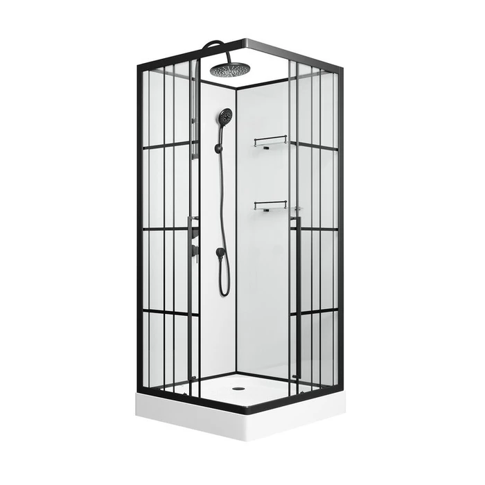 Душевая кабина Niagara Standart ST100/15QL/KL/BKT (100х100х225) низкий поддон(15см),черный,стекло прозрачное,3 места ST100/15QL/KL/BKT