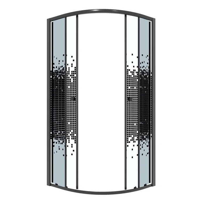 Душевое ограждение Niagara Eco NG-1003-14BLACK (80х80х190) четверть круга,раздвижное,черный,стекло мозаика,1 место NG-1003-14BLACK