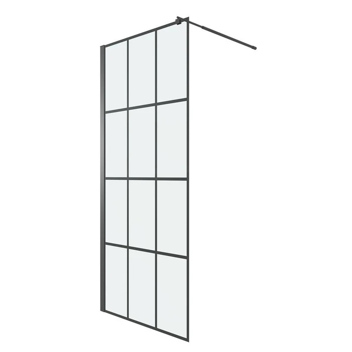 Душевая перегородка Niagara Eco NG-552-80BLACK (80х190) черный,стекло клетка,1 место NG-552-80BLACK