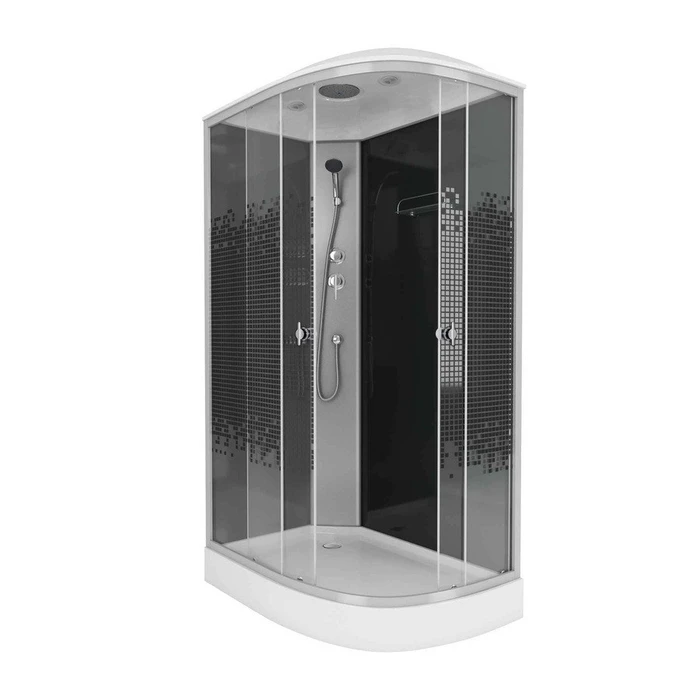Душевая кабина Niagara Eco NG-4512-14L BLACK (120х80х215) низкий поддон(13см),стекло мозаика,3 места 45121453L