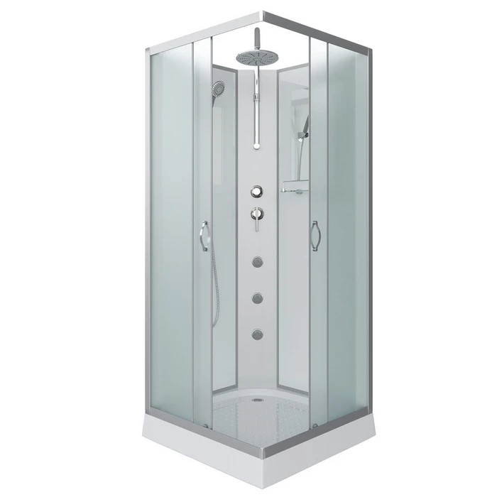 Душевая кабина Niagara Classic NG-1101-14BKTG (90х90х210) низкий поддон(13см),стекло матовое,3 места с полкой 11011423BKTG