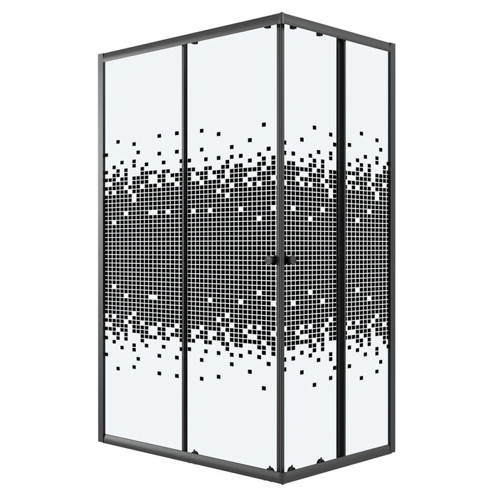 Душевое ограждение Niagara Eco NG-1018-14QBLACK (100х80х190) прямоугольник,раздвижное,черный,стекло мозаика,1 место NG-1018-14QBLACK