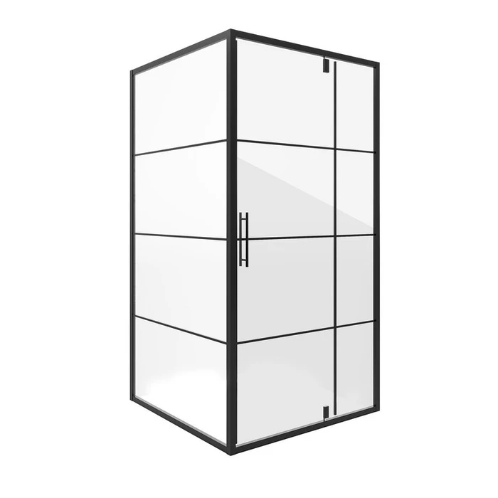 Душевое ограждение Niagara Nova NG-0290-08ВLACK (90х90х195) квадрат,черный,дверь распашная,стекло с рисунком,1 место _02900831BLACK