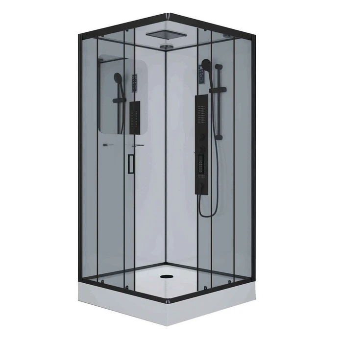 Душевая кабина Niagara Premium NG-6902-01GQ BLACK (100х100х210) низкий поддон(16 см),черный,стекло тонированное,4 места 69020134GQBLACK