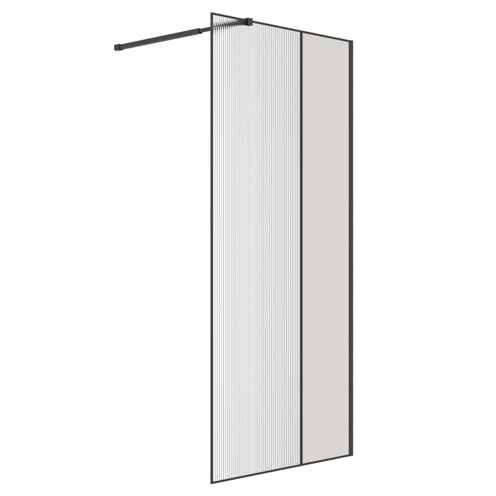 Душевая перегородка Niagara Nova NG-481-12FBLACK (120х200) черный матовый,стекло рифленое/тонированное,1 место NG-481-12FBLACK