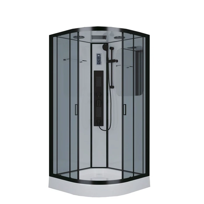 Душевая кабина Niagara Premium NG-6901-01G BLACK (90х90х210) низкий поддон(16 см),черный,стекло тонированное,4 места 69010134GBLACK