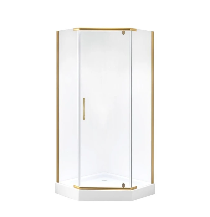 Душевое ограждение Niagara Nova NG-6434-08GOLD (100х100х195) трапеция,золото,двери распашные,стекло прозрачное,1 место 64340811GOLD