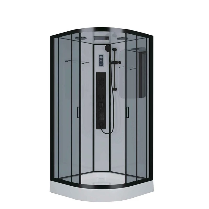 Душевая кабина Niagara Premium NG-6902-01G BLACK (100х100х210) низкий поддон(16см),черный,стекло тонированное,4 места 69020134GBLACK