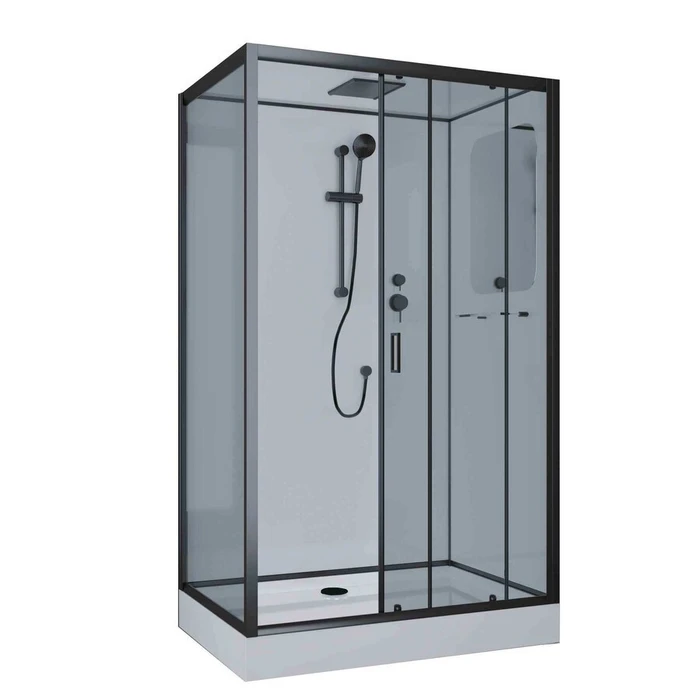 Душевая кабина Niagara Premium NG-6912-01QR BLACK (120х80х210) низкий поддон(16 см),черный,стекло тонированное,4 места 69120134QRBLACK