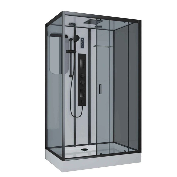 Душевая кабина Niagara Premium NG-6912-01GQR BLACK (120х80х210) низкий поддон(16 см),черный,стекло тонированное,5 мест 69120134GQRBLACK