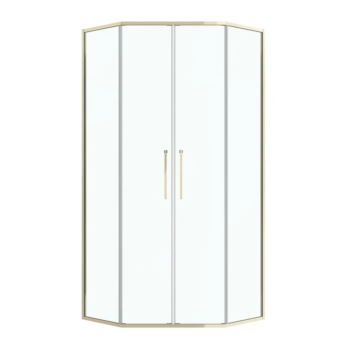 Душевое ограждение Niagara Nova NG-6438-100SG (100х100х195) трапеция,золото сатин,двери раздвижные,стекло прозрачное,1 место NG-6438-100SG