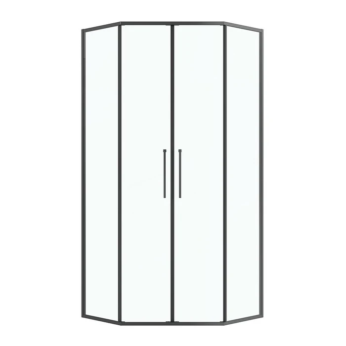 Душевое ограждение Niagara Nova NG-6838-100BL (100х100х195) трапеция,черный матовый,двери раздвижные,стекло прозрачное,1 место NG-6838-100BL