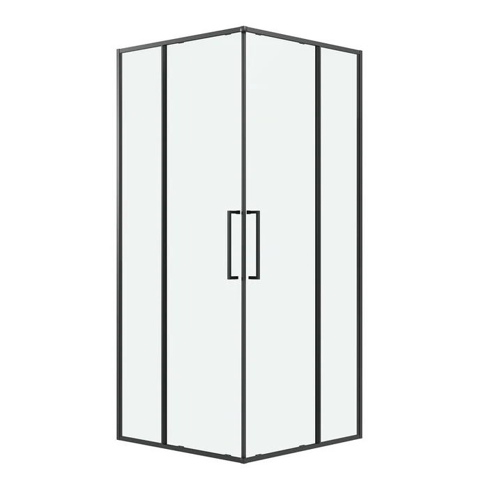 Душевое ограждение Niagara Nova NG-6836-100BL (100х100х195) квадрат,черный матовый,двери раздвижные,стекло прозрачное,1 место NG-6836-100BL