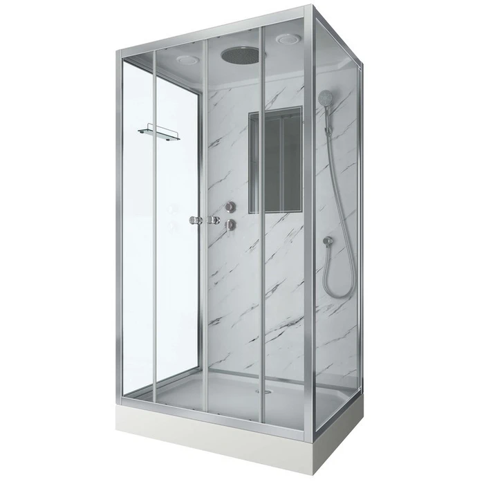 Душевая кабина Niagara Luxe NG-7772QM (120x90х210) низкий поддон(15см),дверь раздвижная,стенки мрамор,4 места 7772QM