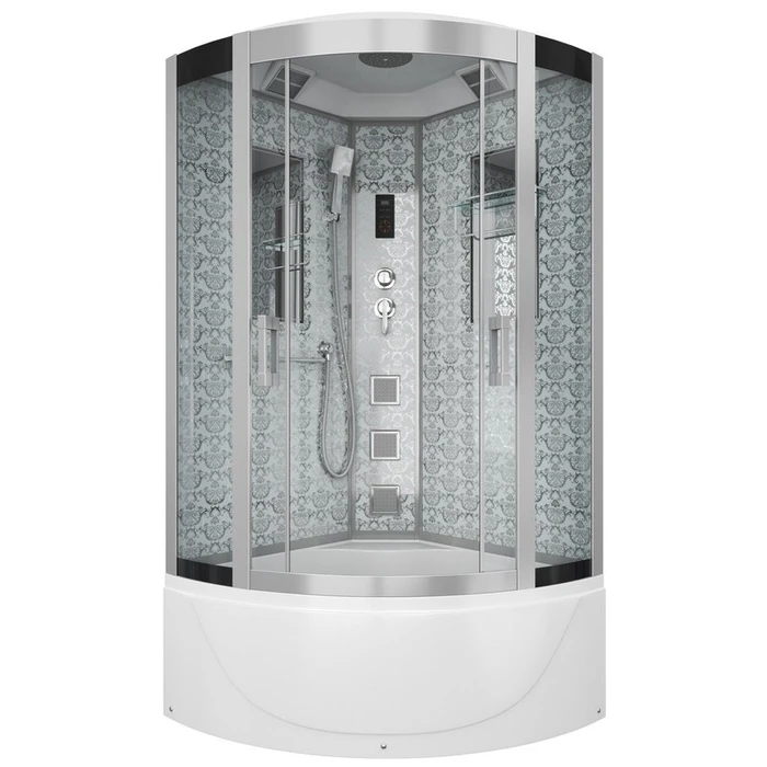 Душевая кабина Niagara Luxe NG-7790W (90x90х215) высокий поддон(45см),дверь раздвижная,стенки серебро,4 места 7790W